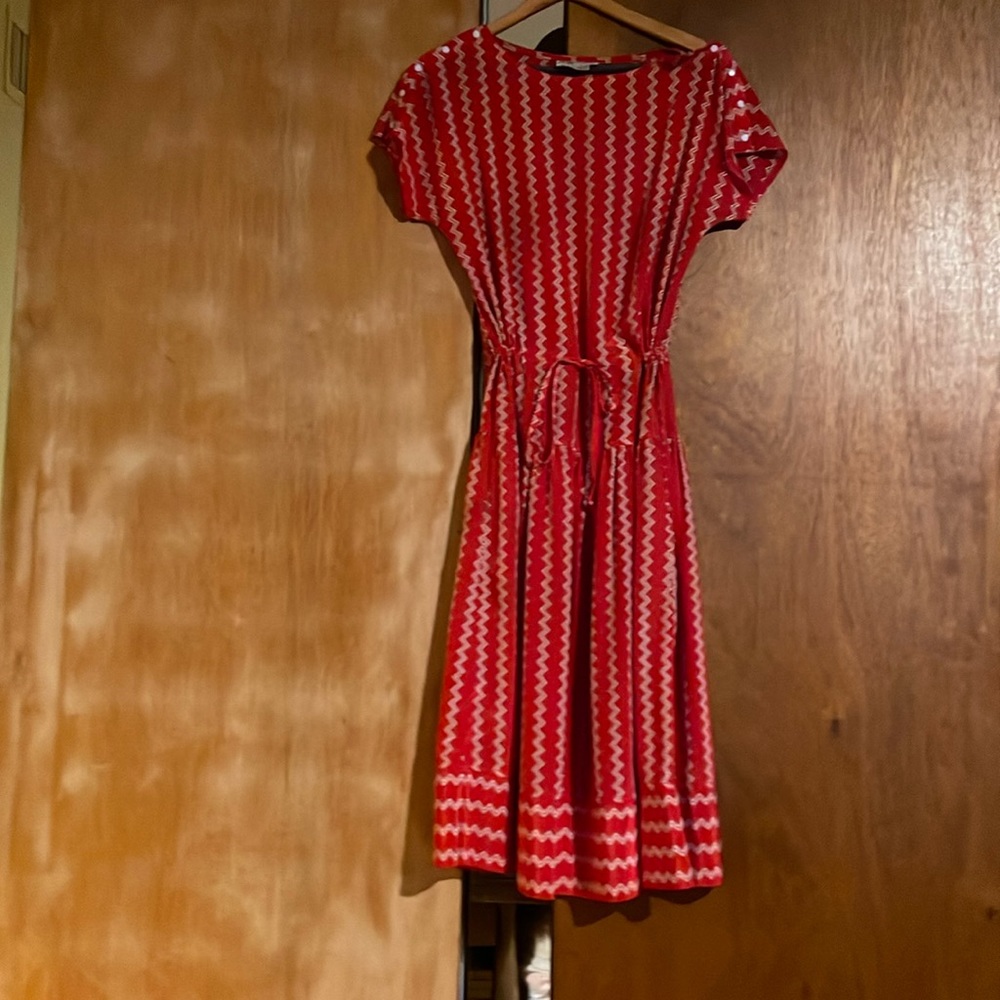 Vintage Pierre Cardin Red And White Career Dress
